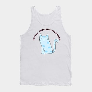 Coffee cats and yoga mats funny yoga and cat drawing Tank Top